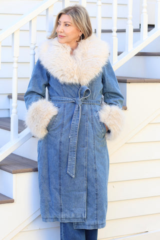 Aspen Denim Fur Coat
