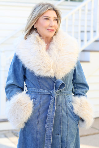 Aspen Denim Fur Coat