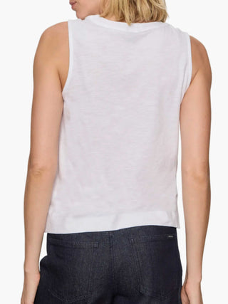 All Set Button Tank - White