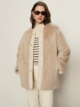 Almond Cream Reversible Fur Jacket