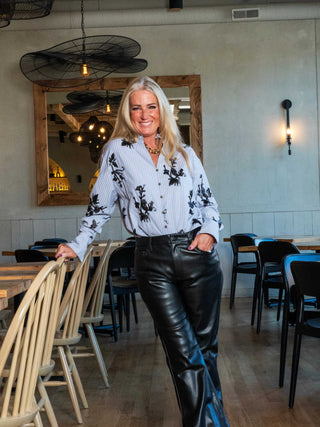 Anna Chambray Sequin Top