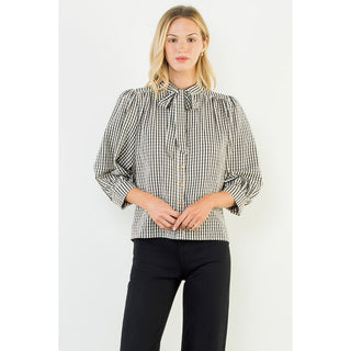 Black Gingham Button Up Shirt