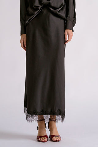 Black Lace Trim Skirt