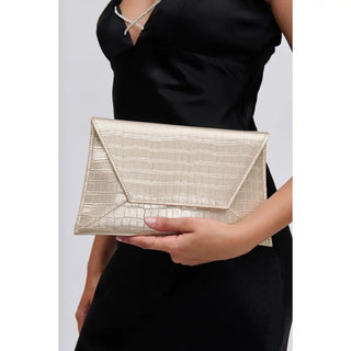 Cara Croco Clutch Gold