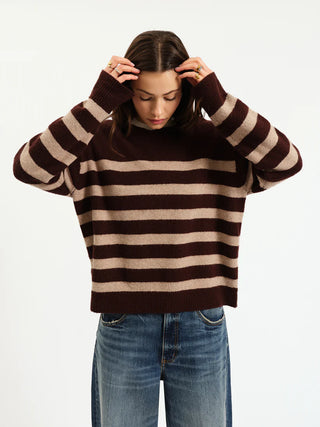 Carlyle Stripe Crewneck Brown