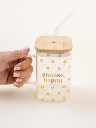 Choose Happy Square Glass