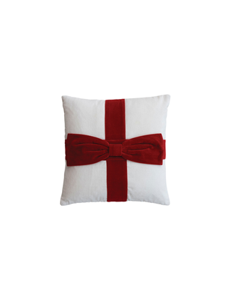 Cotton Velvet Pillow Red/White
