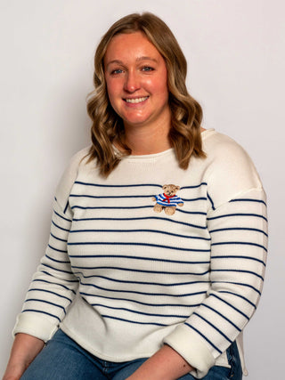 Ecru Striped Bear Sweater