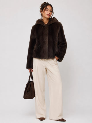 Essential Faux Fur Jacket Coffee