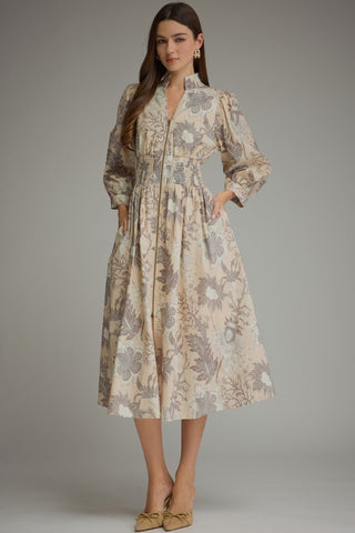 Excellent Ecru Floral Dress