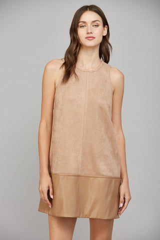 Faux Leather Suede Shift Dress