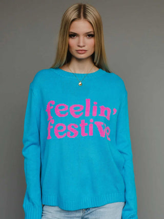 Feelin' Festive Blue Sweater