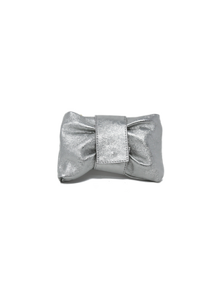 Genuine Leather Clutch - Silver