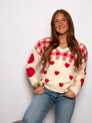 Heart Checked Sweater