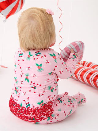 Holly Candy Canes Footie PJ
