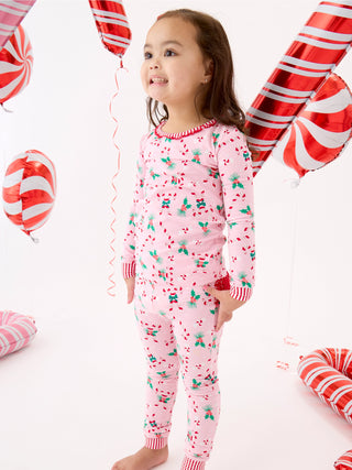 Holly Candy Canes Ruffle PJ Set