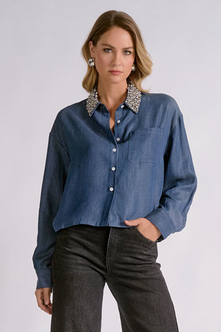 Keep it Bejeweled Collar Denim