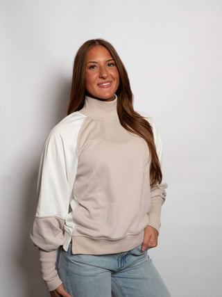 Khaki Color Block Sweater