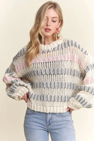 Line It Up Ivory Sweater