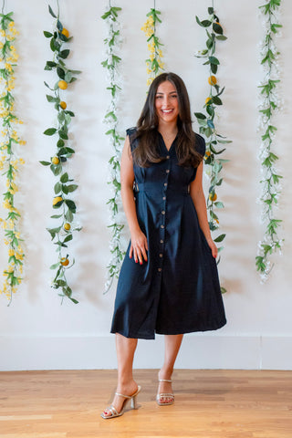 Midnight Button Midi Dress