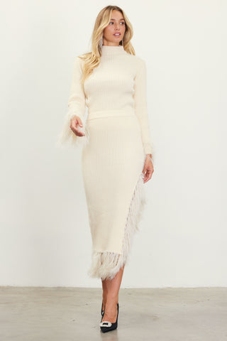 My Own Way Feather Skirt - Cream