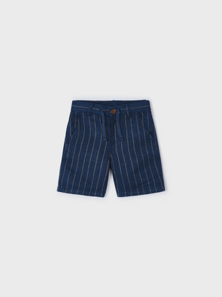 Navy Striped Linen Shorts