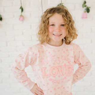 Pink Rose Love Patch Sweatshirt
