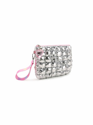 Quilted Scrunchies Silver Wristlet