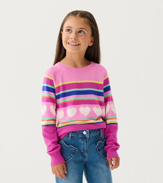 Rainbow Heart Raglan Sweater - Big Girl