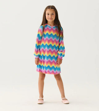 Rainbow Wave Pleated Dress - Girl