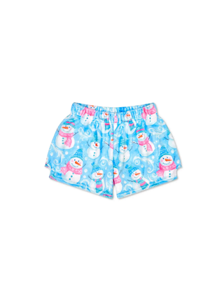 Swirly Snowman Plush Shorts