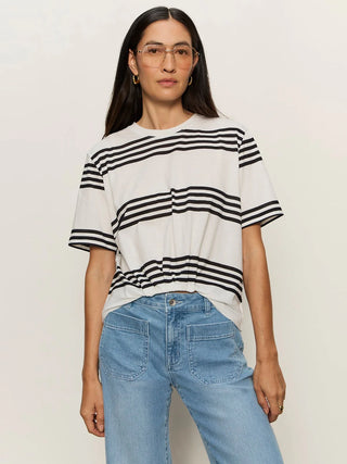 Tuck It Under Tee in Chalk Black Stripe