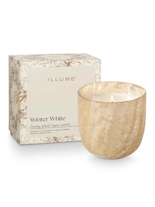 Winter White Large Box Crackle Candle