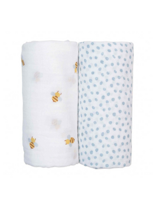 2pk Bees/Dots Swaddles